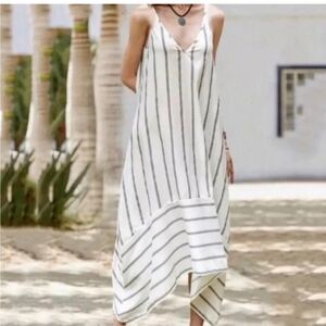 TERZO MILLENO  White and Black Striped Dress